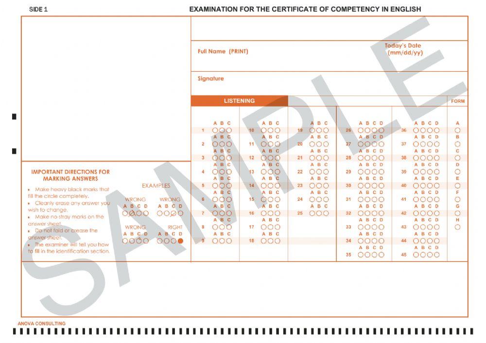 ECCE Screening Test NEW FORMAT for May 2021 Answer Sheet