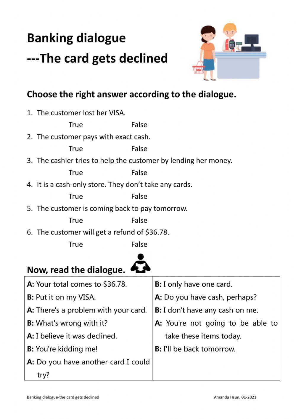 Banking dialogue-the card gets declined