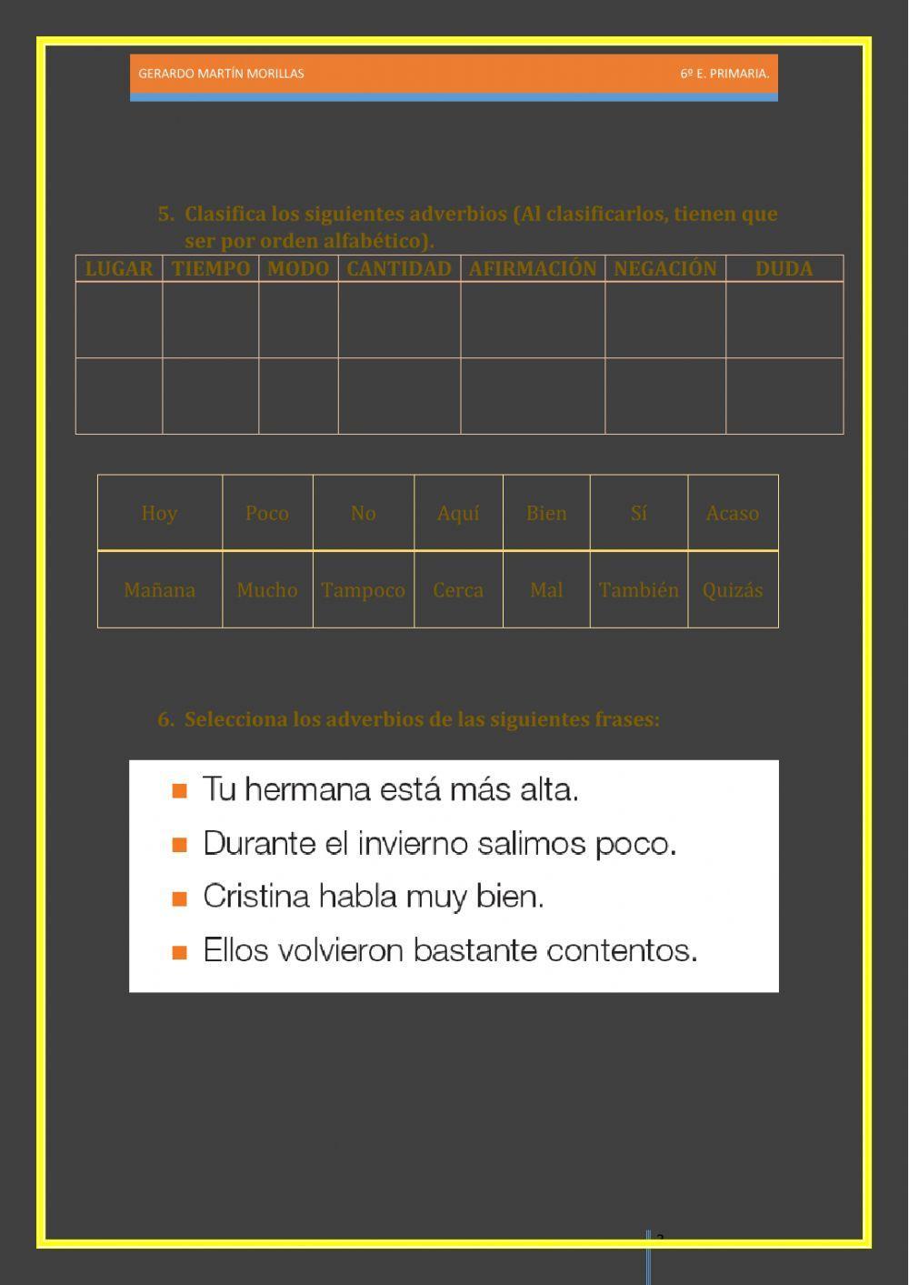 Taller de gramática. Ficha 7.