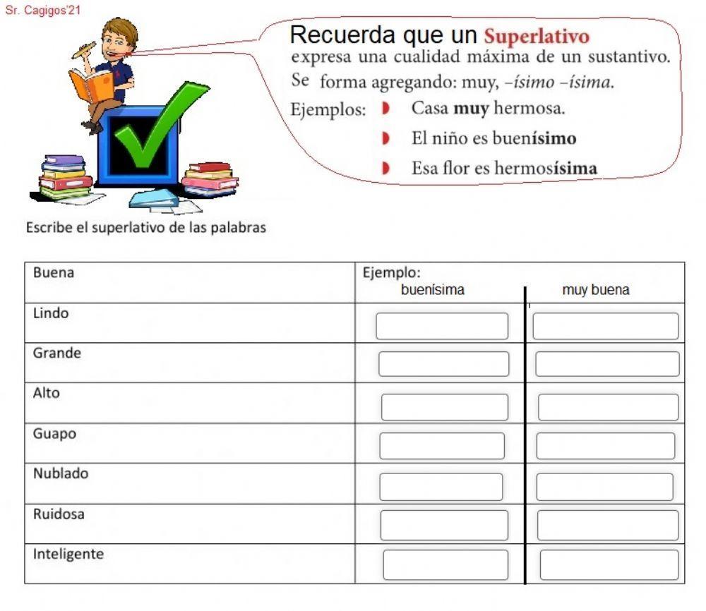 Superlativos -ísimo-a y muy -