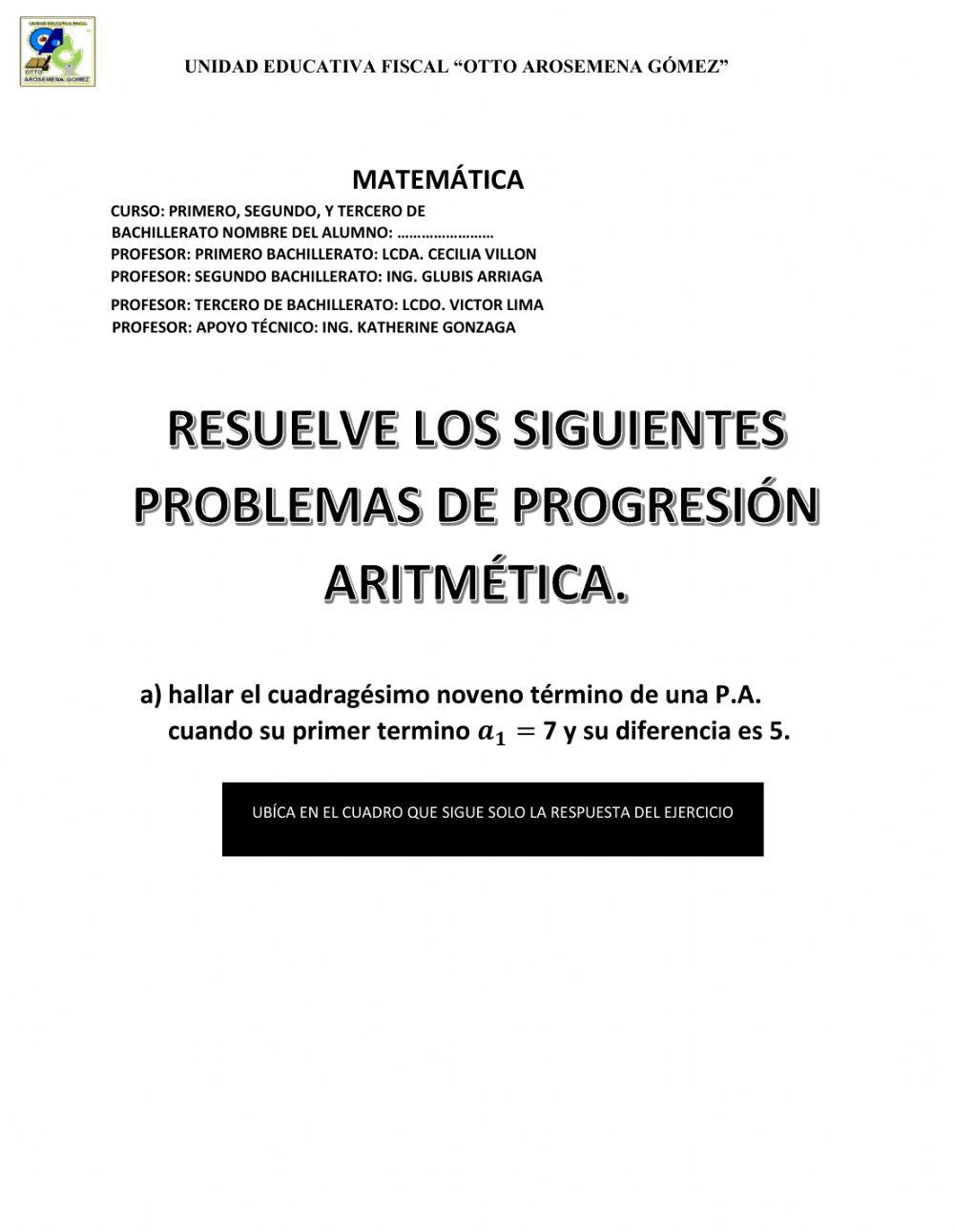 Progresiones aritmeticas