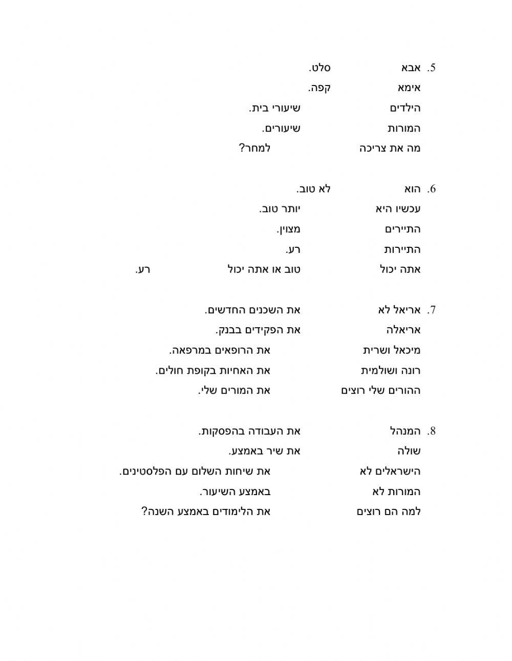 בניין הפעיל - זמן הווה ושם הפועל