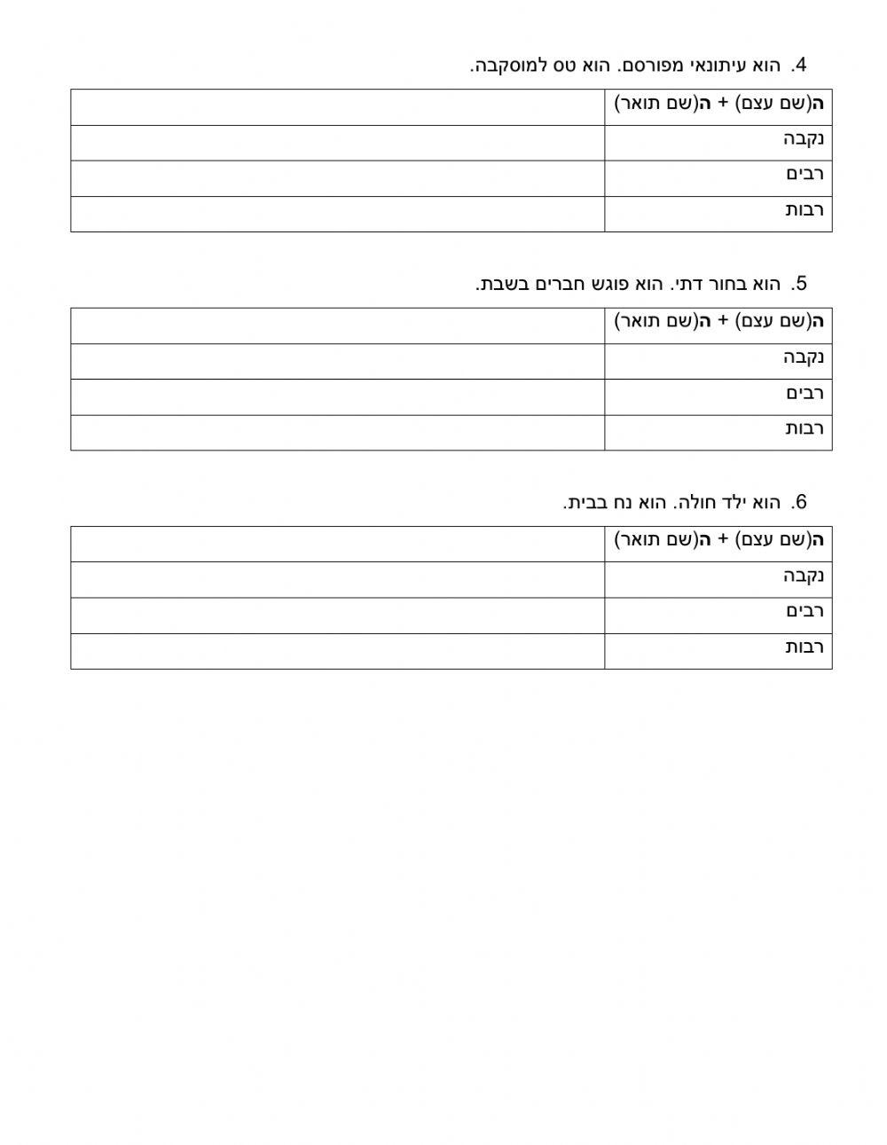 שם עצם מיודע + שם תואר מיודע