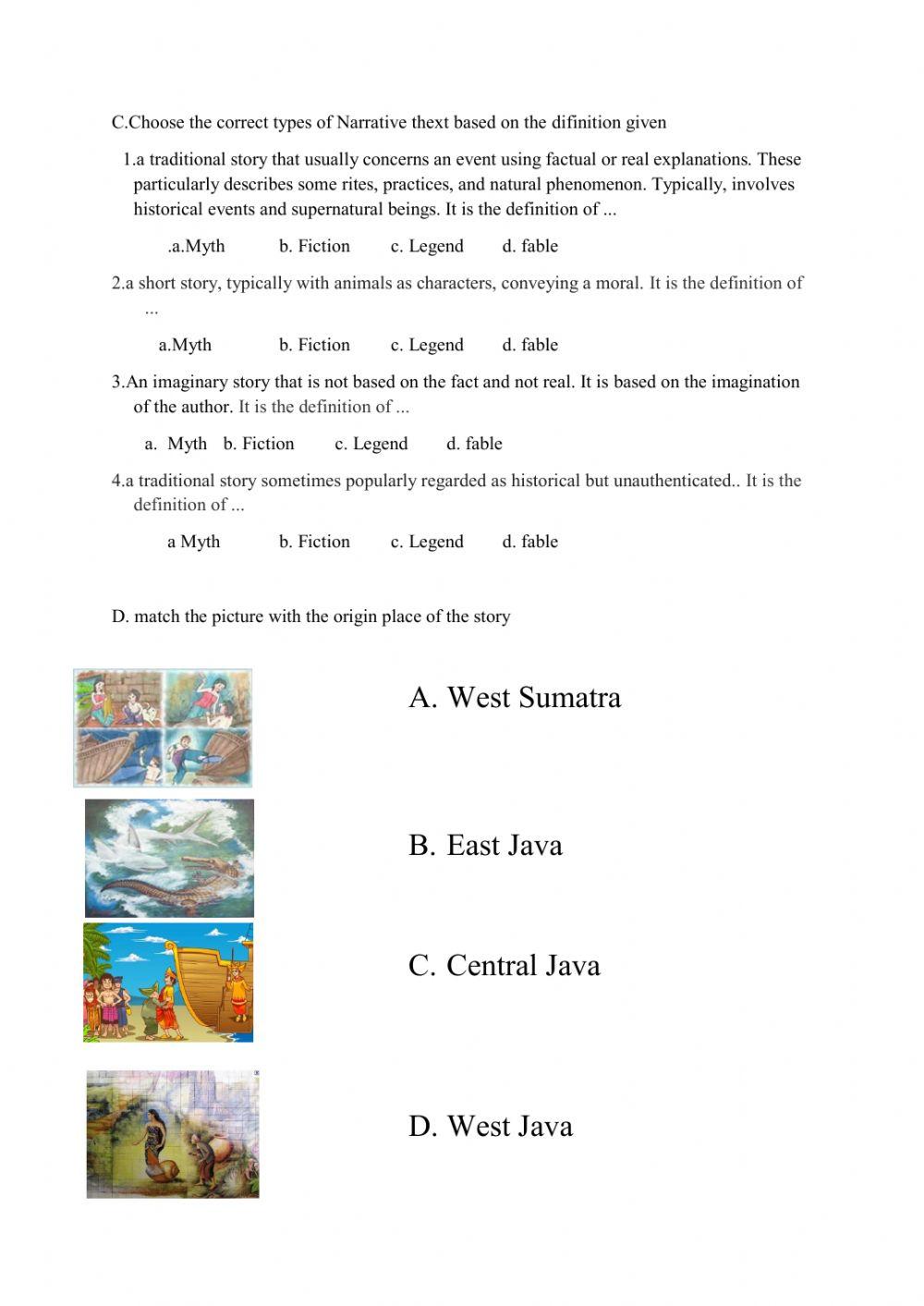 Exercise of types of Narrative text | LiveWorksheets
