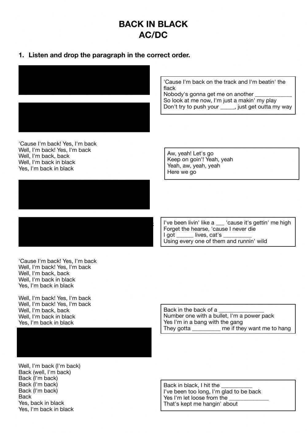 Song. Back in Black. AC-DC