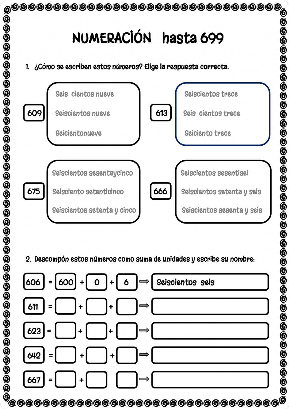 Numeración 1-699 (3) Numeración 1-699 (3)