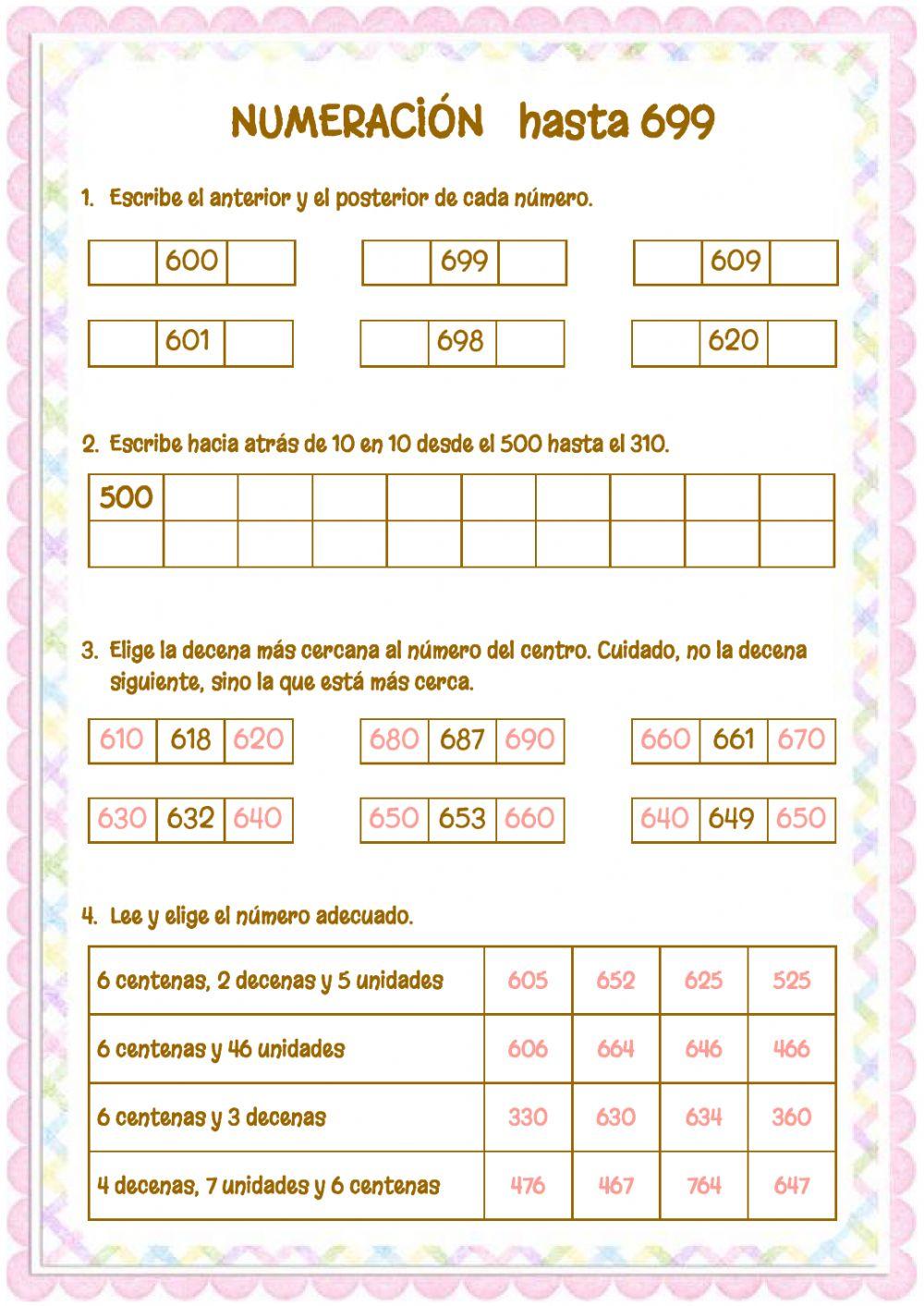 Numeración 1-699 (4) Numeración 1-699 (4)