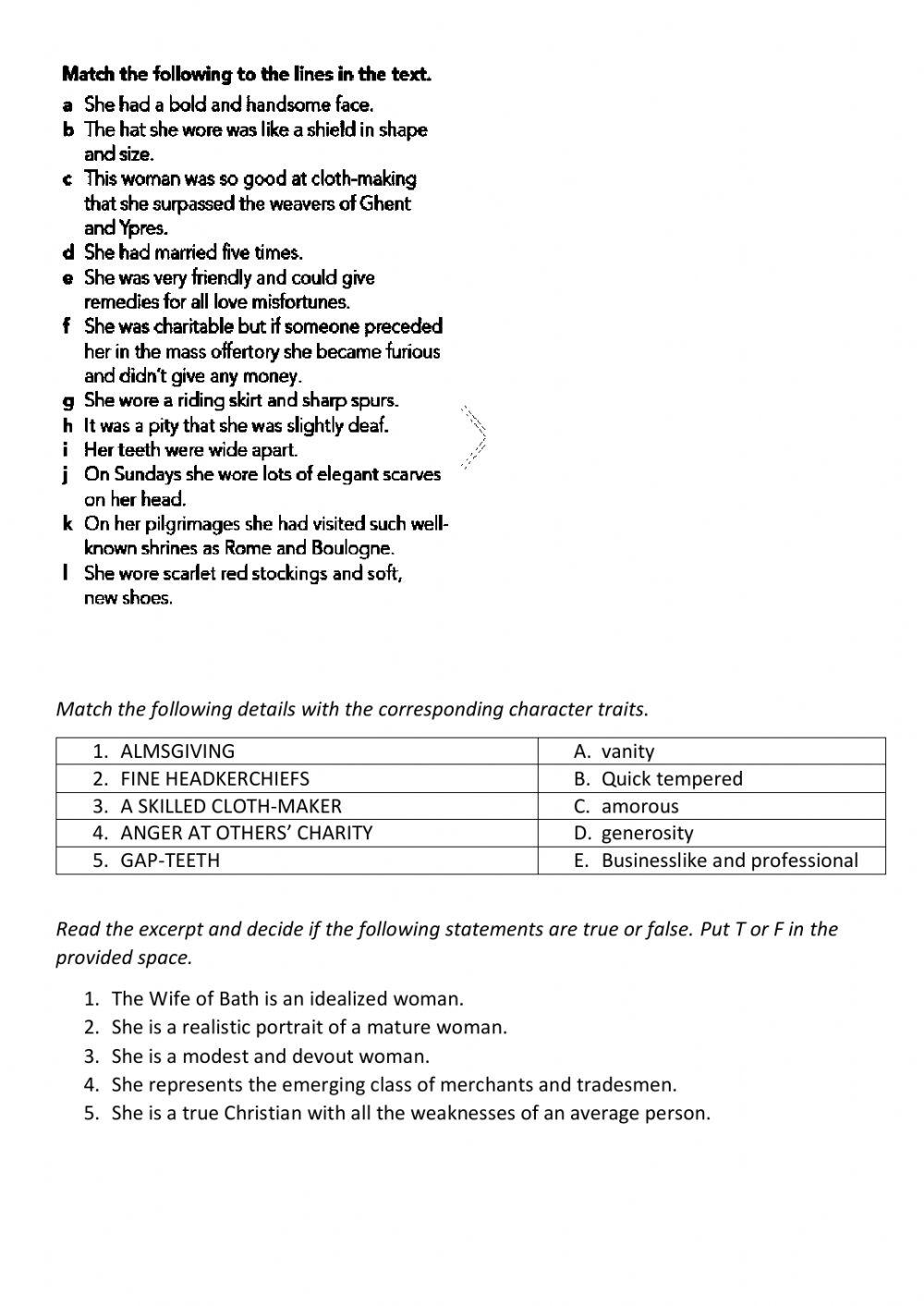 Literature worksheet 1