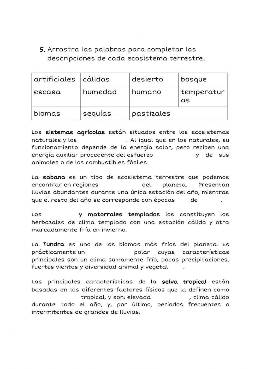 Los ecosistemas terrestres