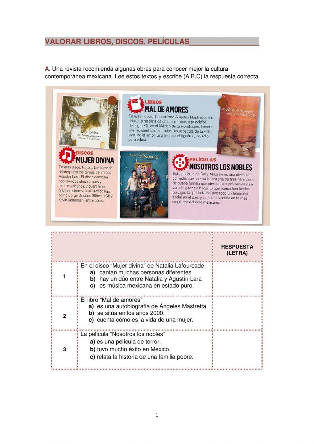 Valorar libros, películas, música