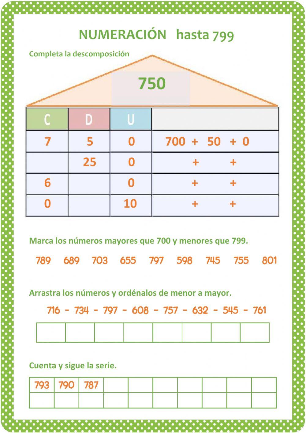 Numeración 1-799 (4) Numeración 1-799 (4)