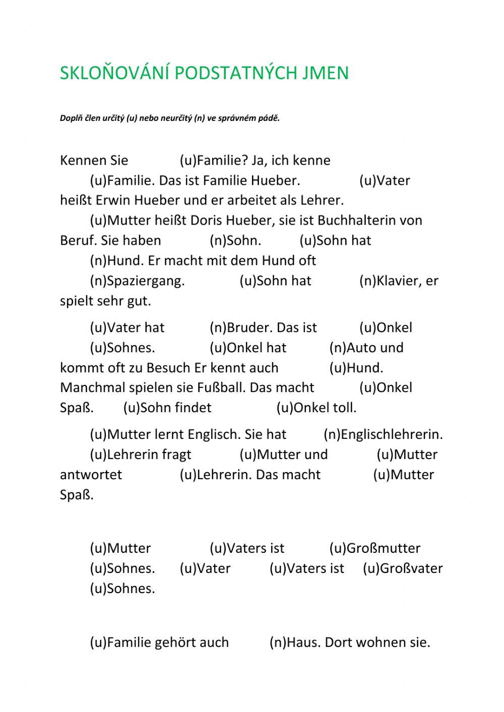 Deklination der Substantive