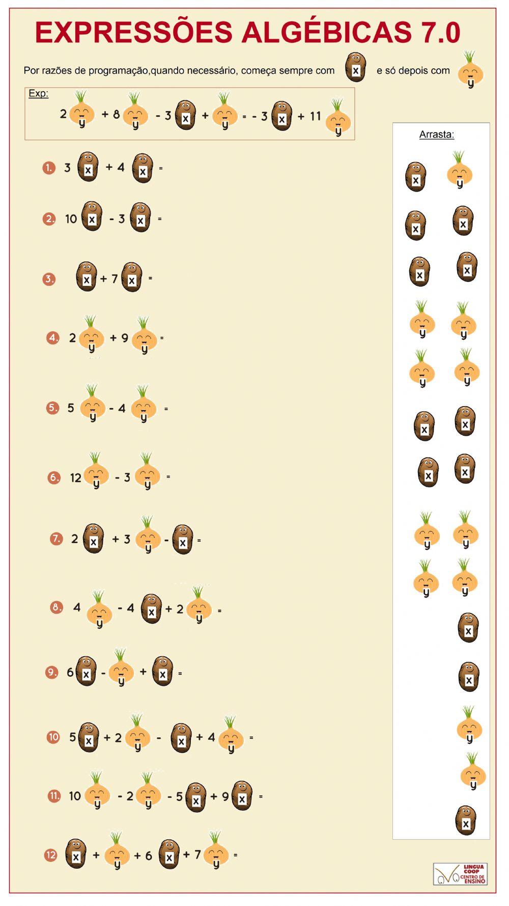 Expressões algébricas 7.0