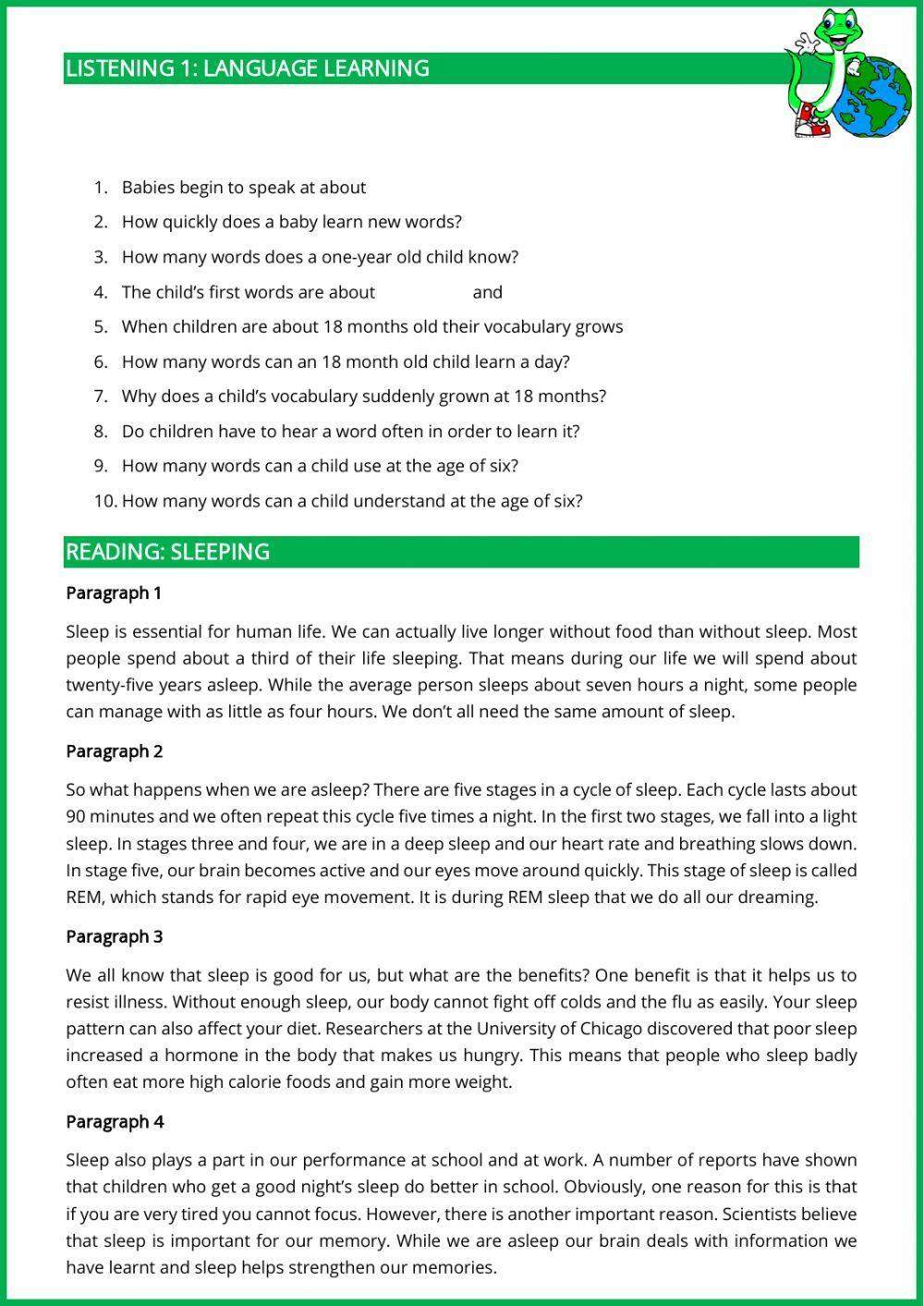 Listening and reading B1