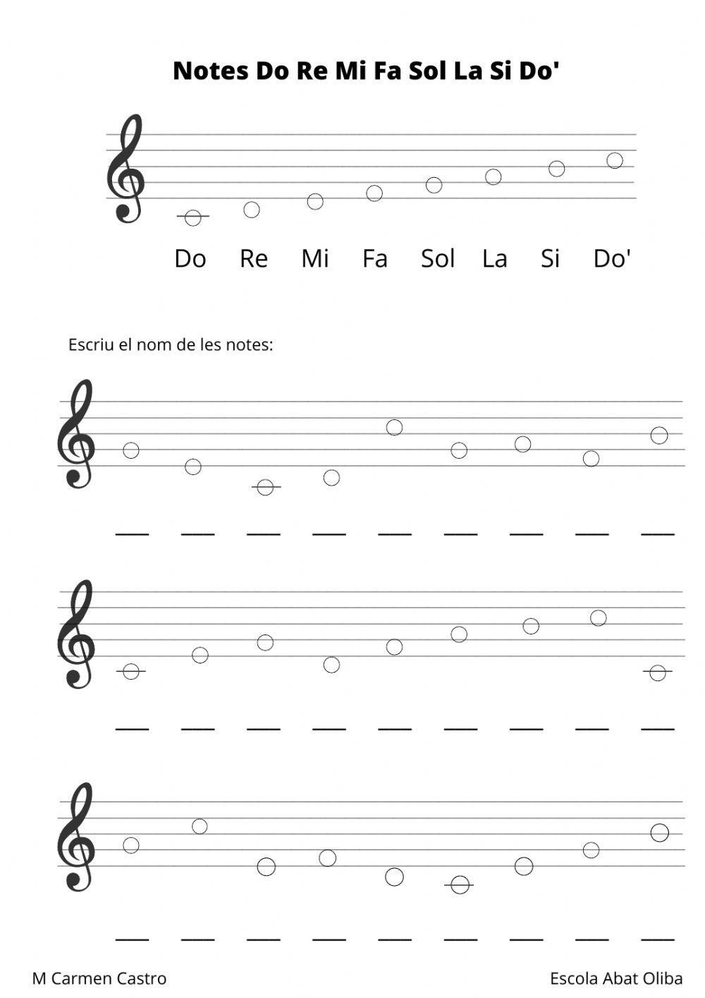 scrapbog fuldstændig møde Notes do re mi fa sol la si do' worksheet | Live Worksheets