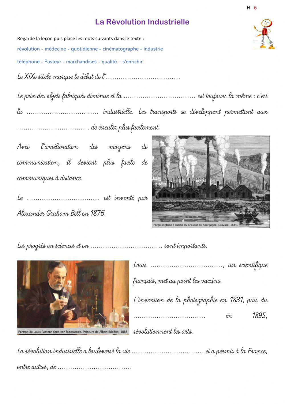 La Révolution Industrielle Cm2 Pdf H6 - La Révolution Industrielle online exercise for | Live Worksheets