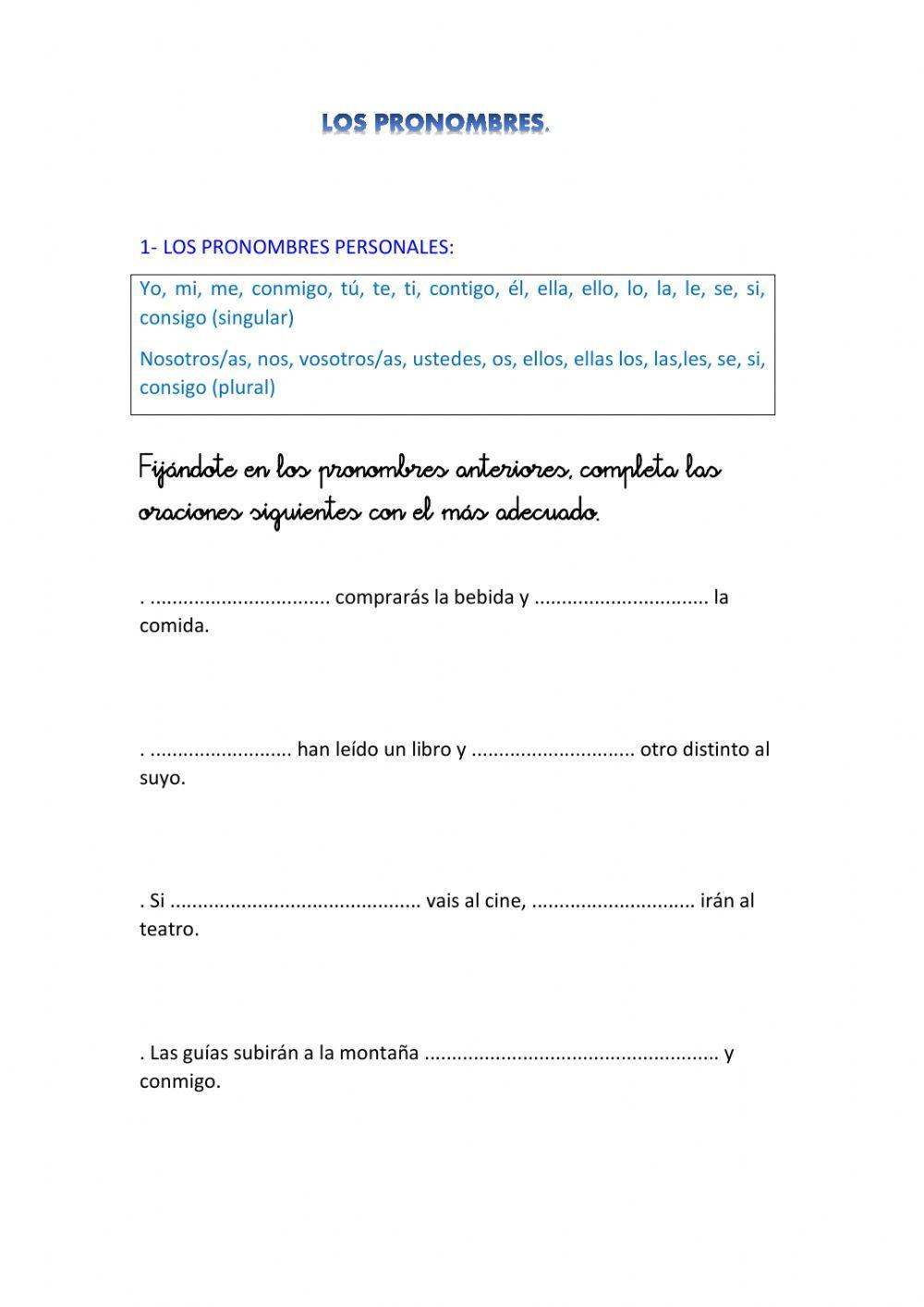 Los Pronombres (Personales, Demostrativos y Posesivos)