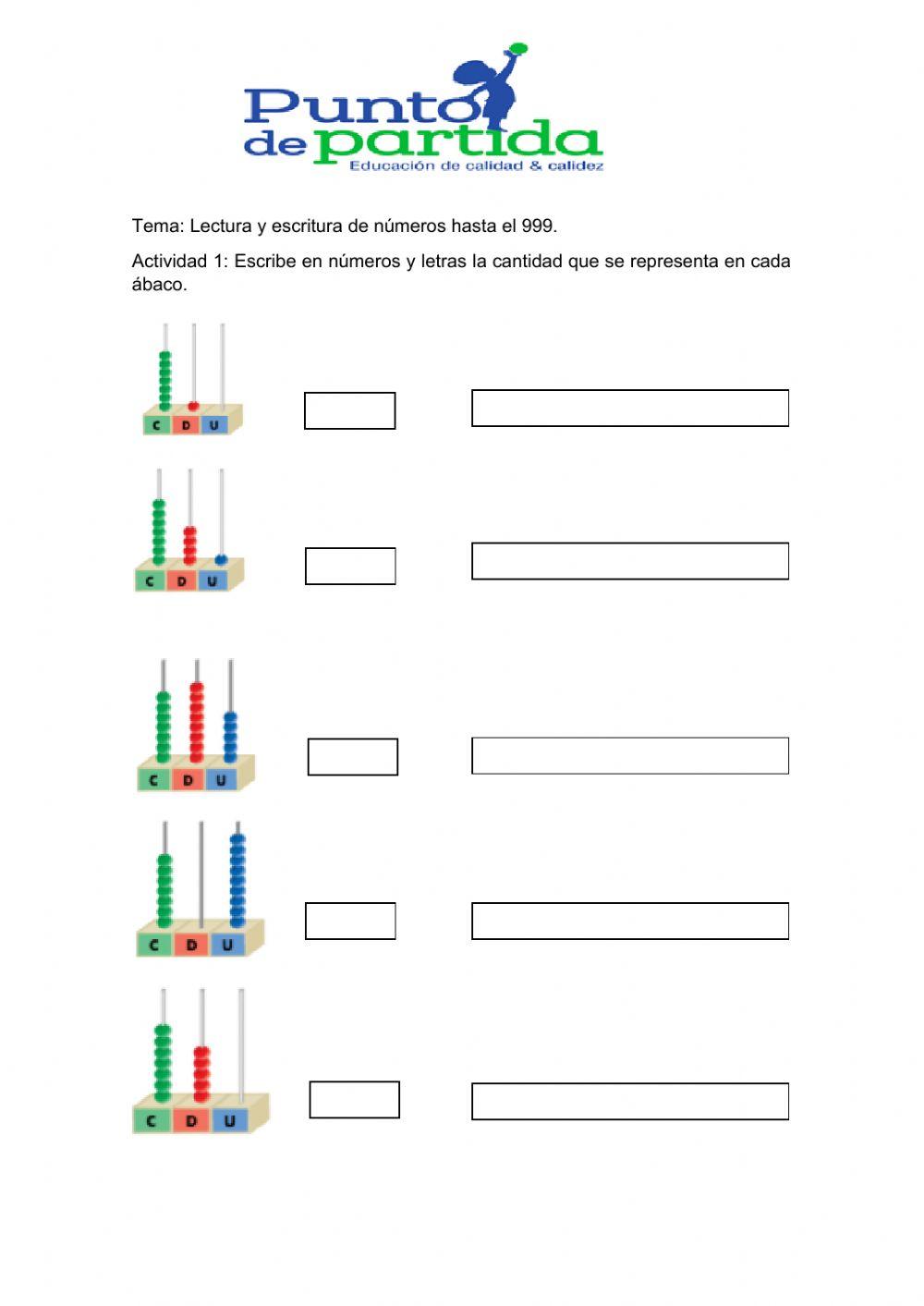 Lectura-escritura y ubicación de cantidades en la semirrecta numérica