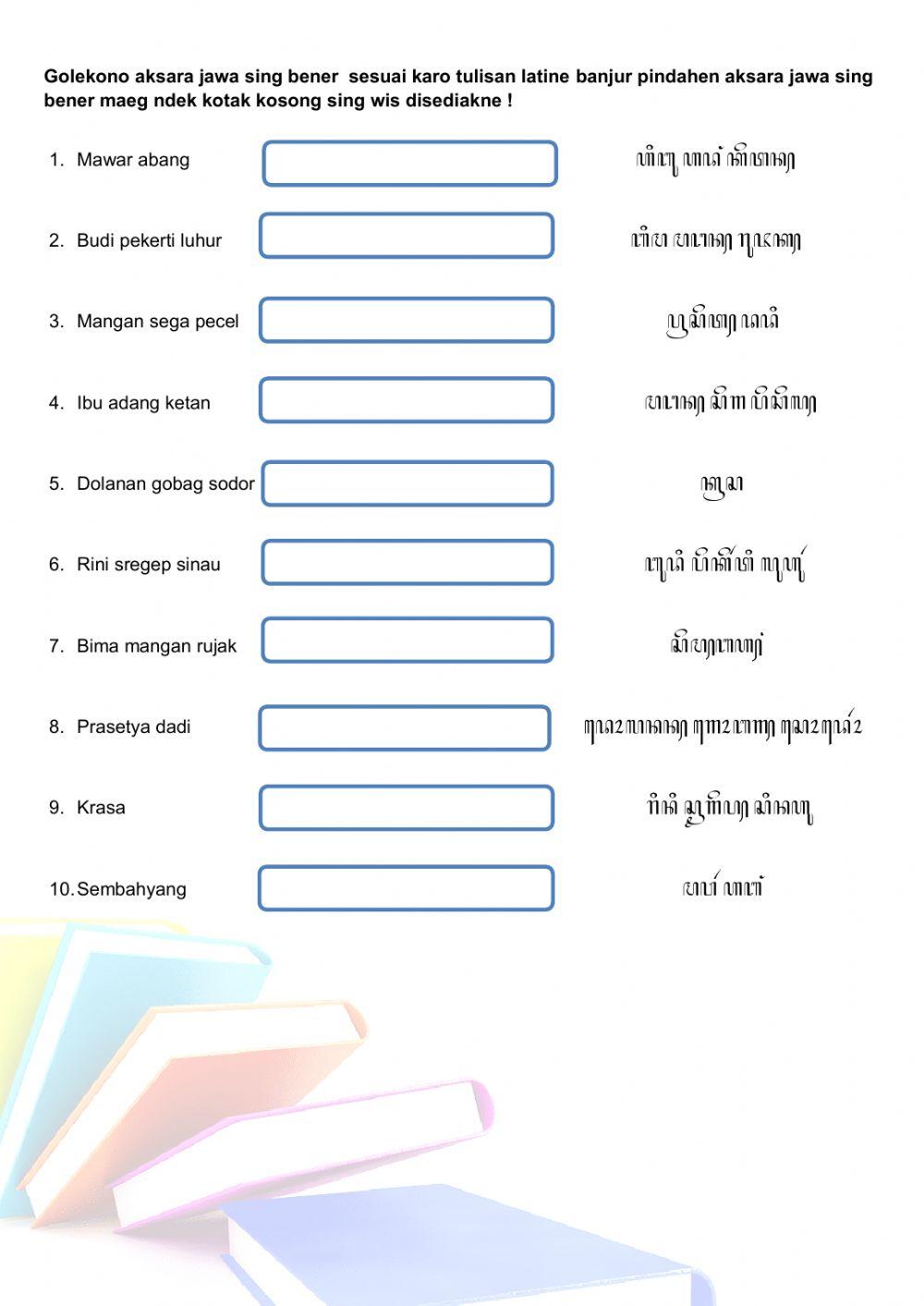 Gladhen 6 Aksara Jawa Kelas 4 worksheet Live Worksheets