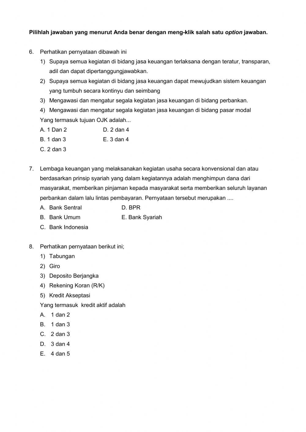 Kuis Ekonomi IKB dan IKNB