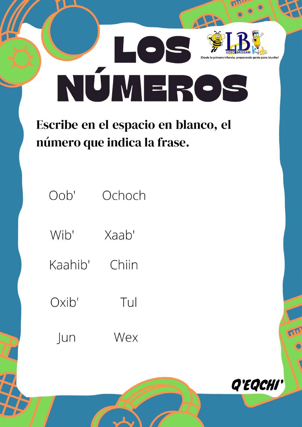 Números en q'eqchi? worksheet Live Worksheets