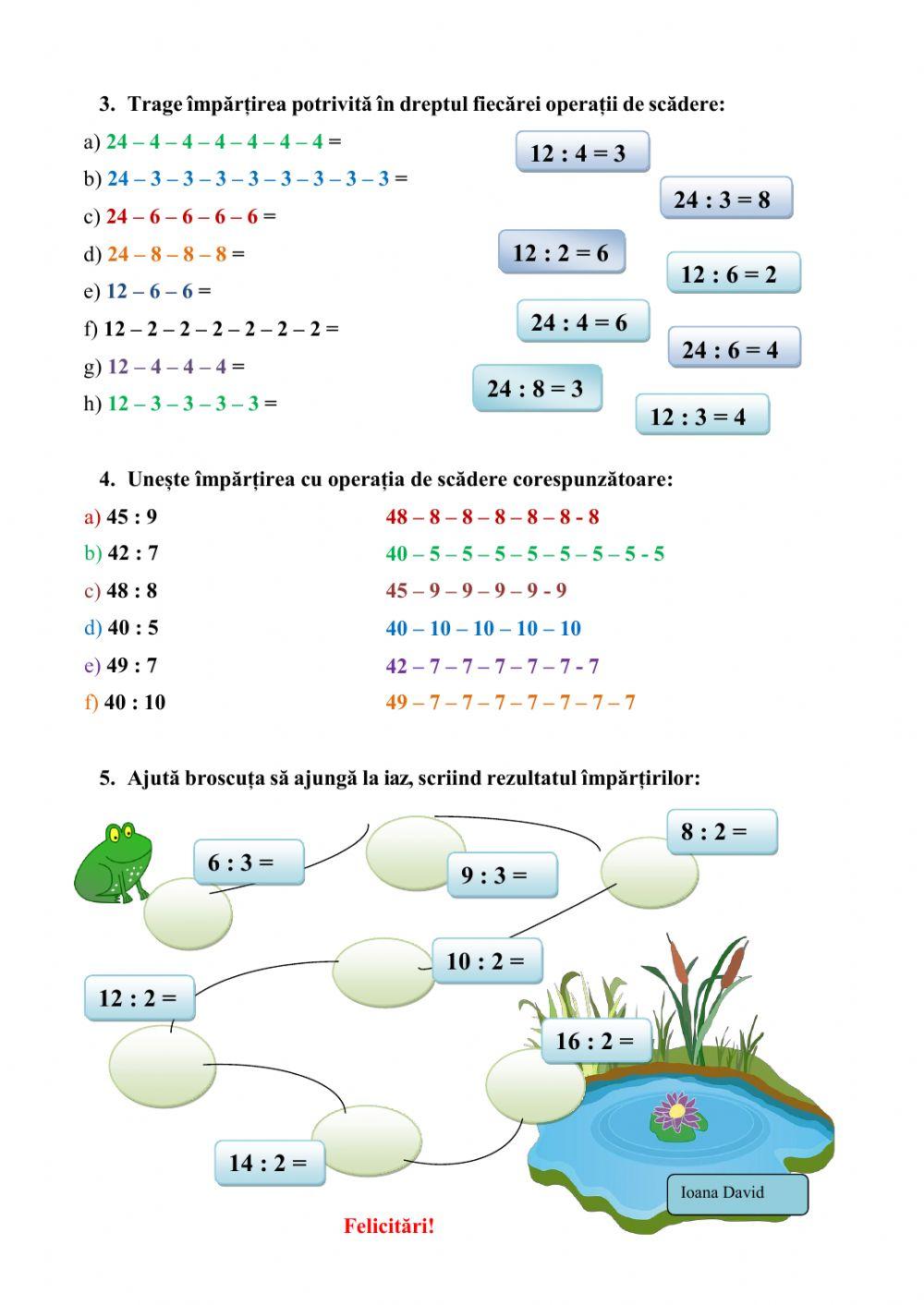 Impartirea prin scadere repetata