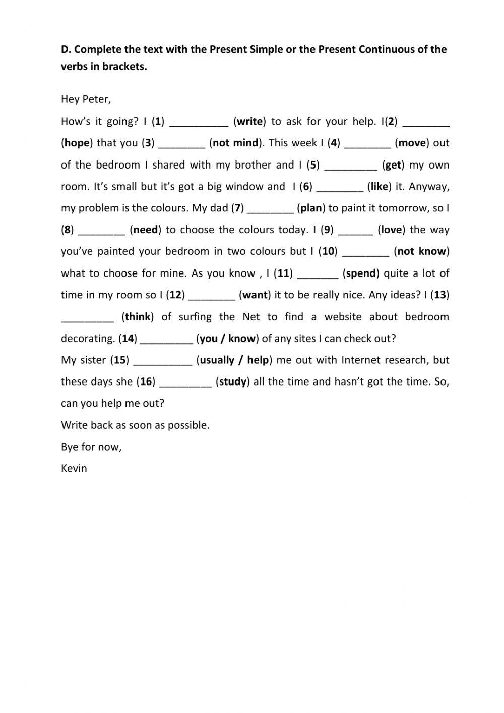 FORM 4: PRESENT SIMPLE VS PRESENT CONTINUOUS