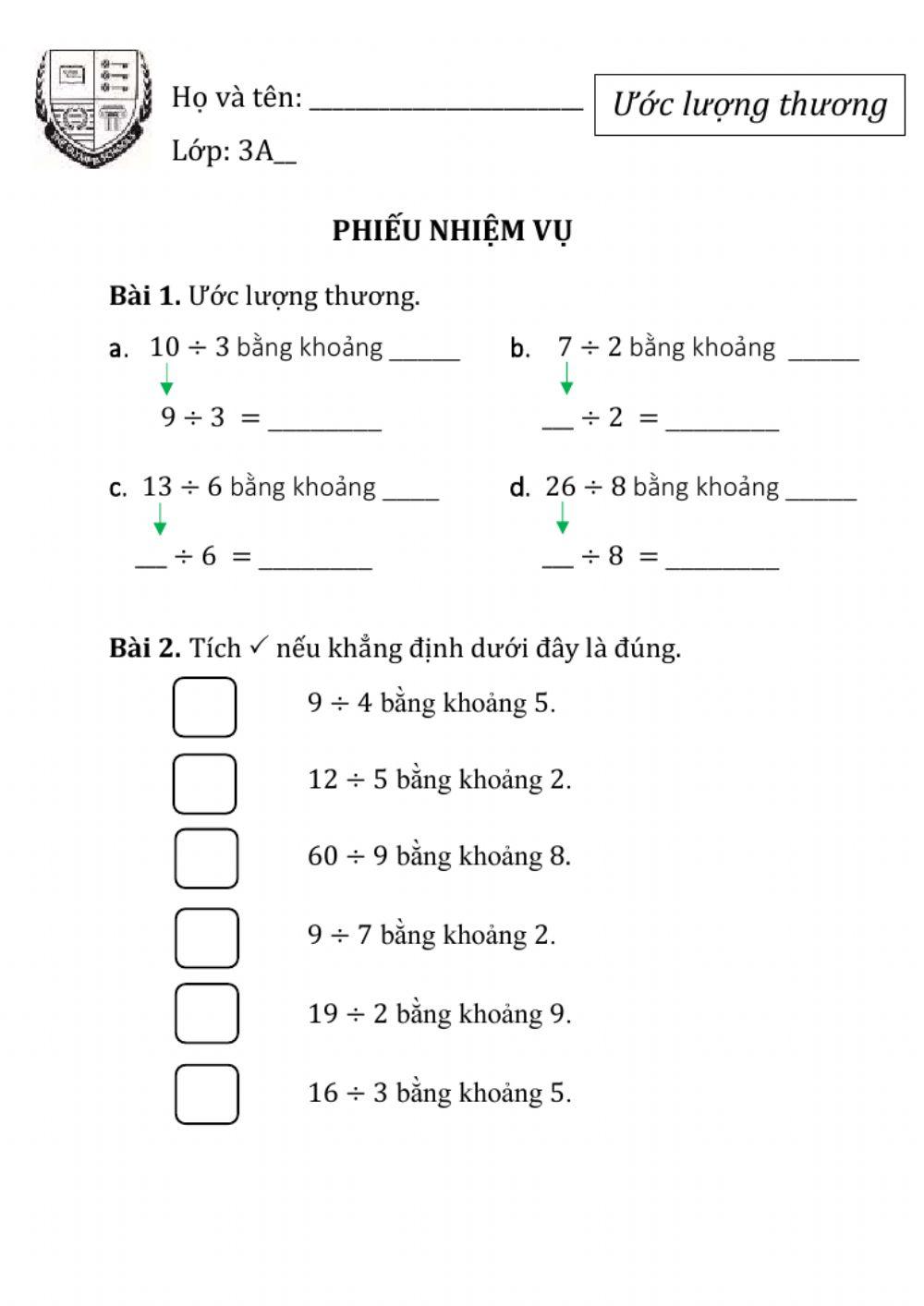 Ước lượng thương tiết 1
