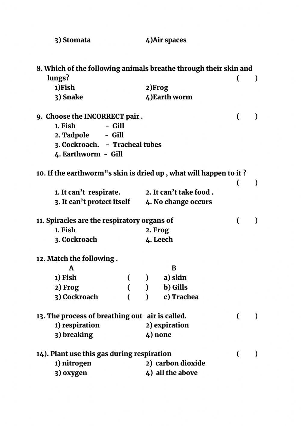 Respiration in Organisms