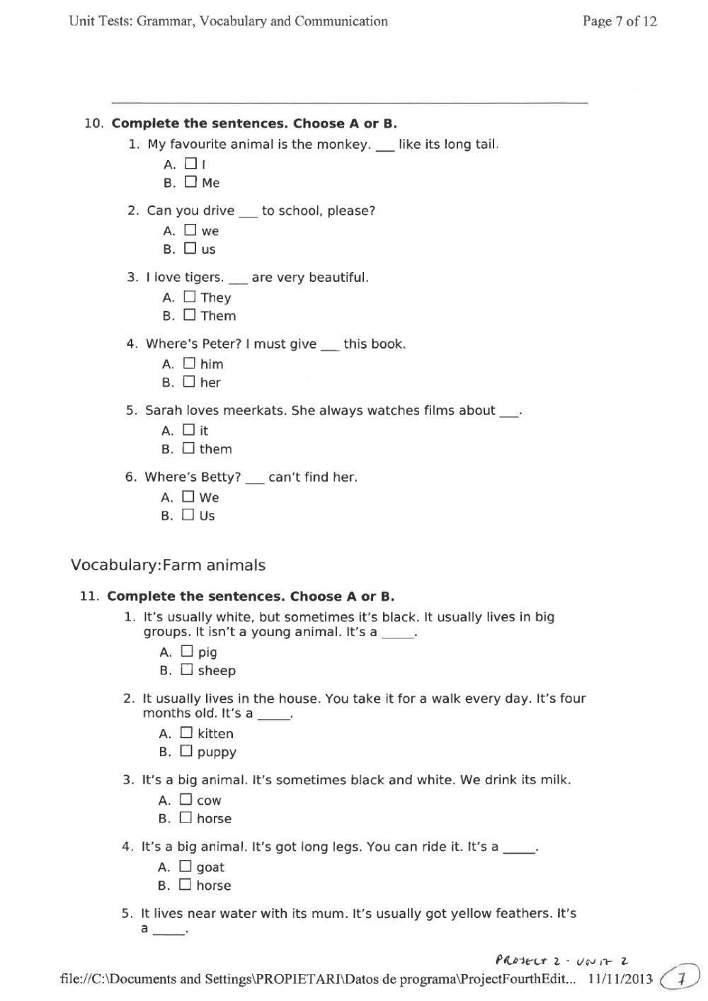 Project 2 - unit 2 test