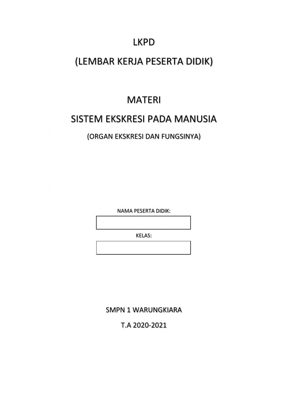 LKPD Sistem Ekskresi pada Manusia