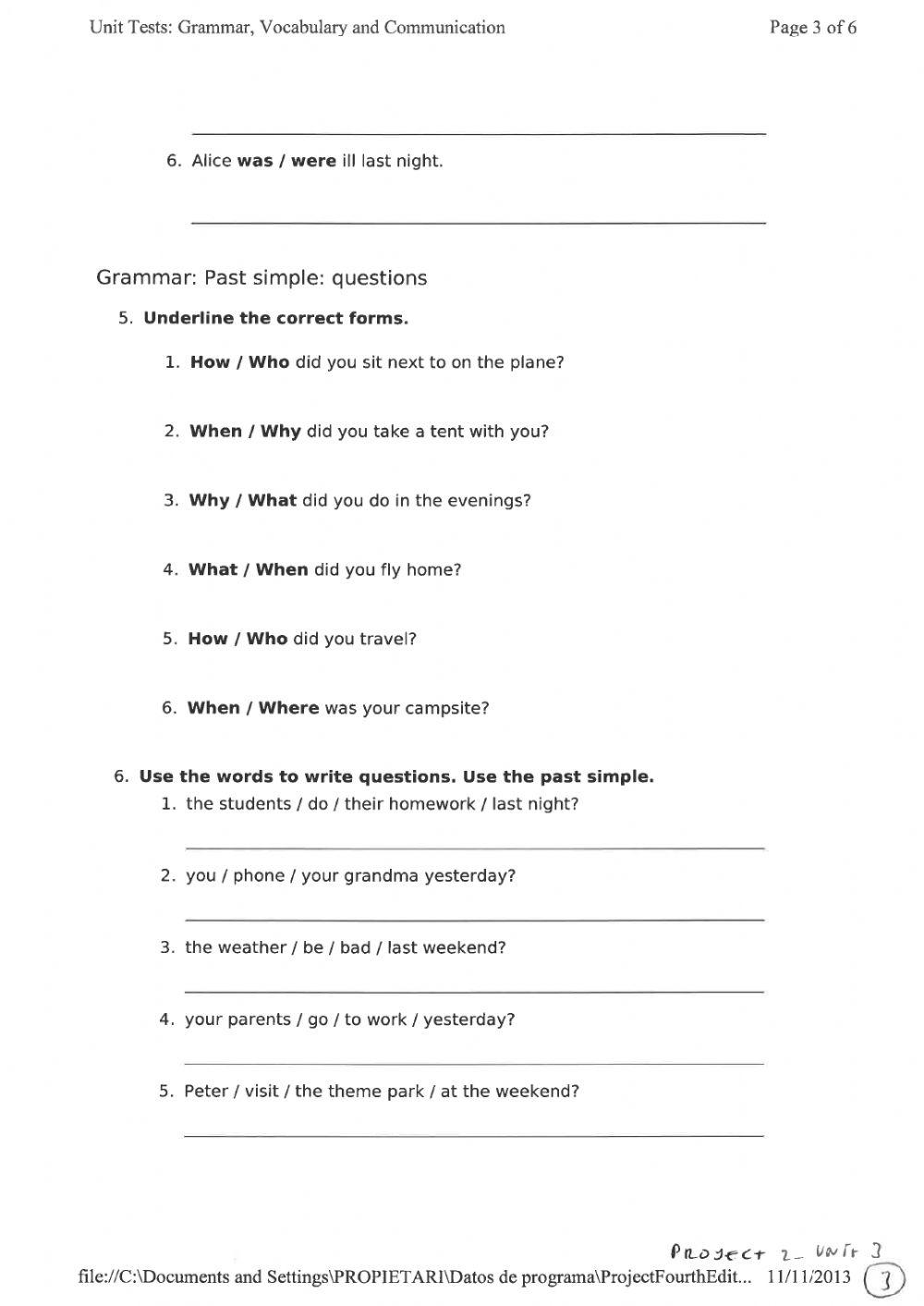 Exam PROJECT2 UNIT 3