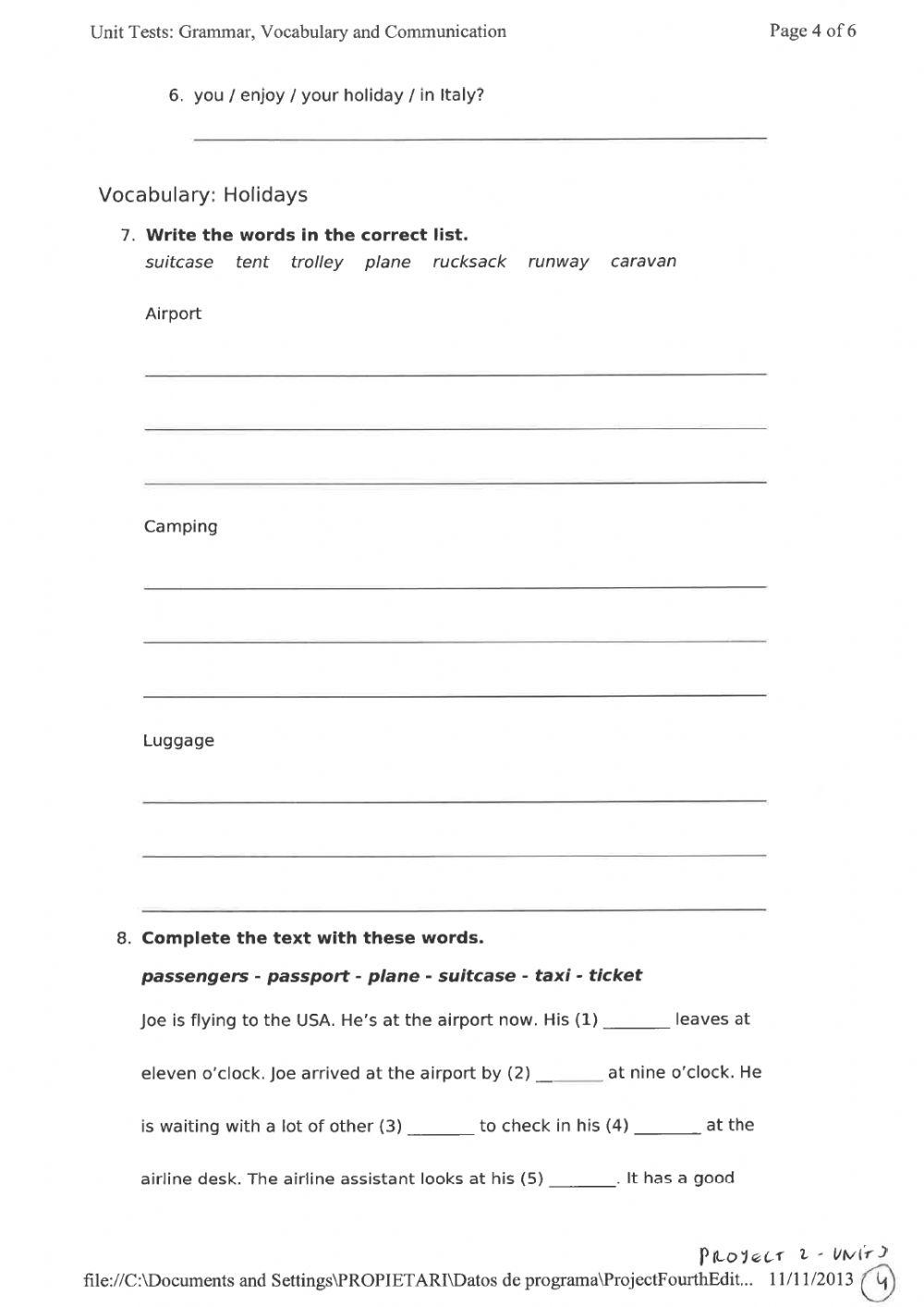 Exam PROJECT2 UNIT 3