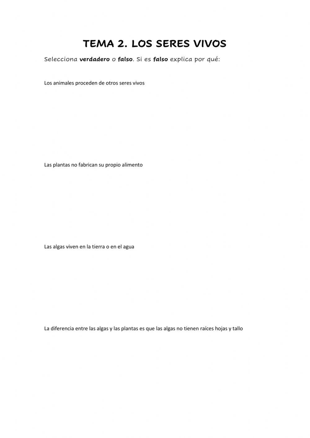 Animales, plantas y algas