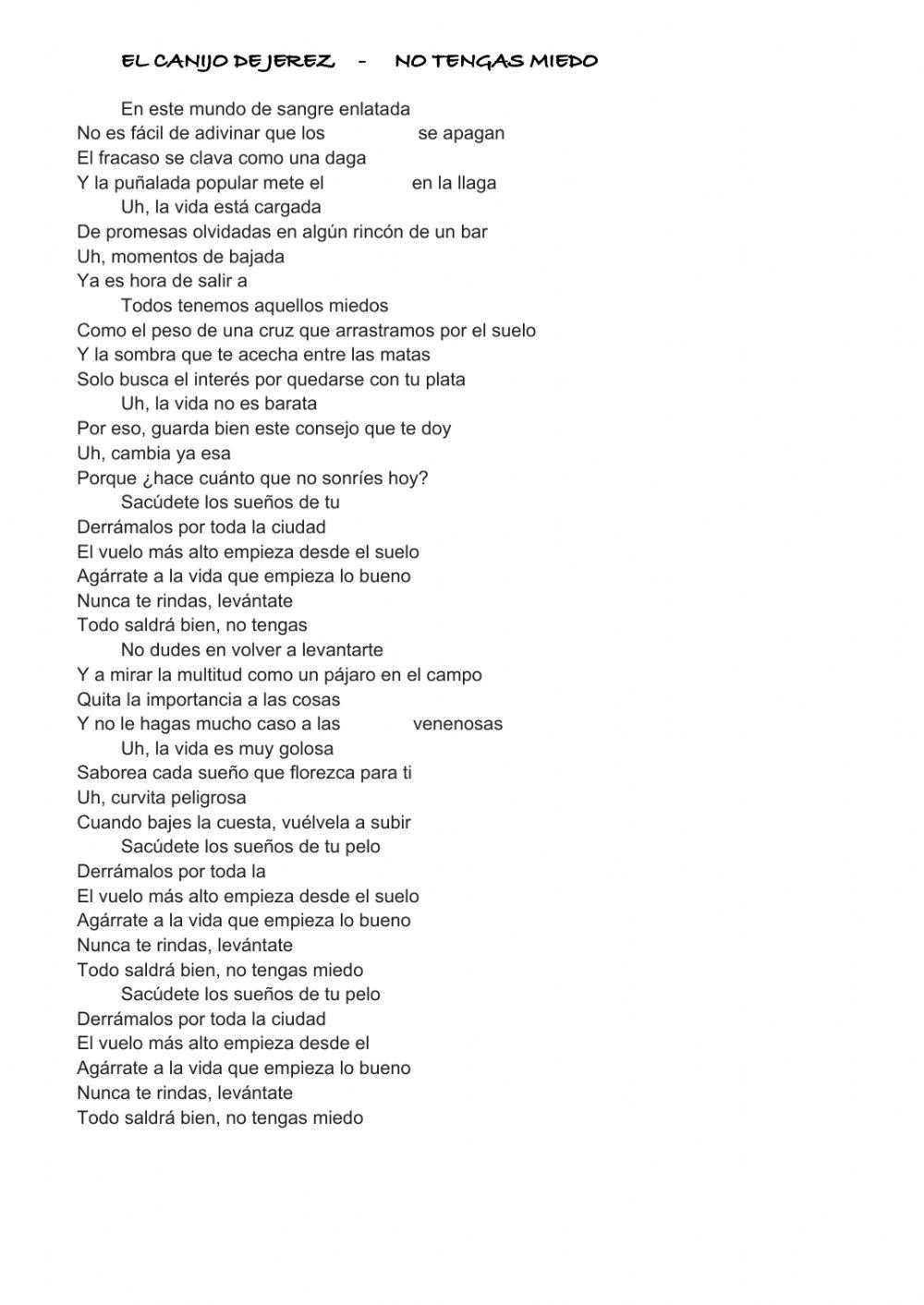 Canción El canijo de Jerez -No tengas miedo-