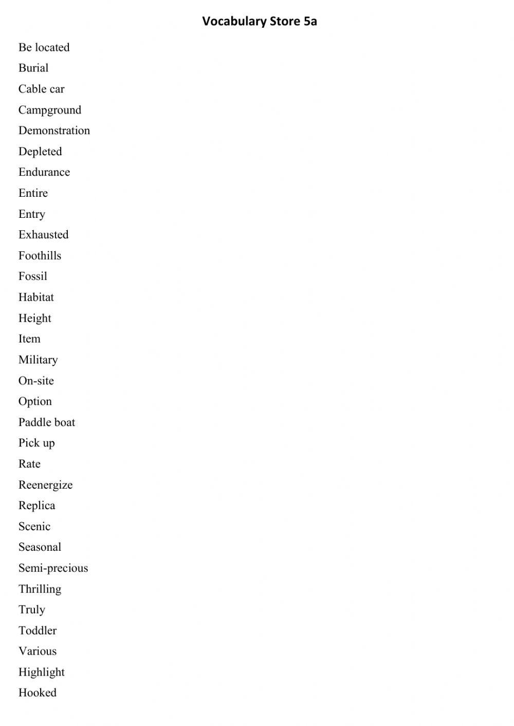New destanation vocabulary 5a