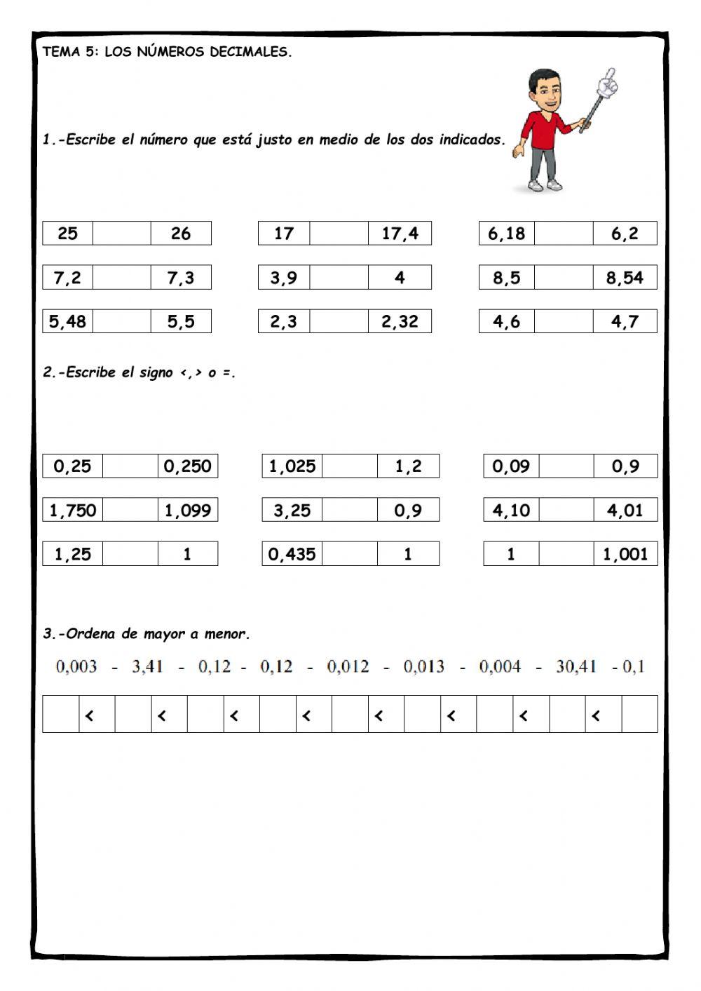Ficha 4: los números decimales