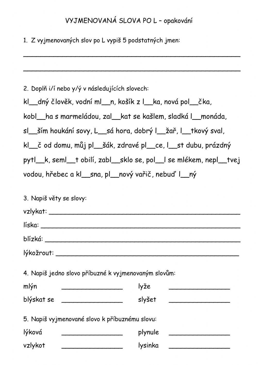 Vyjmenovaná slova po L