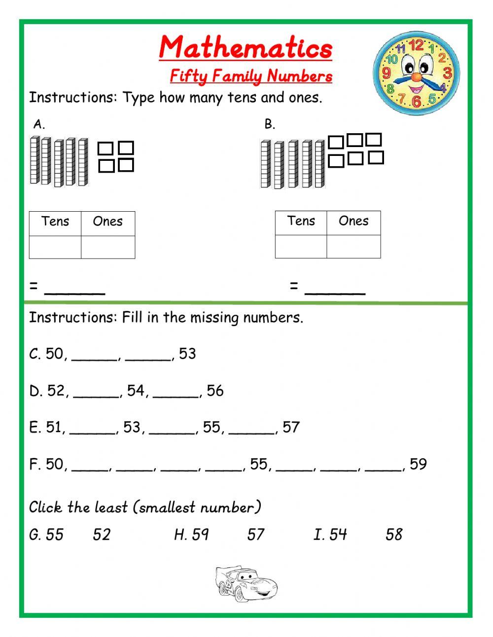 Fifty Family Numbers HW