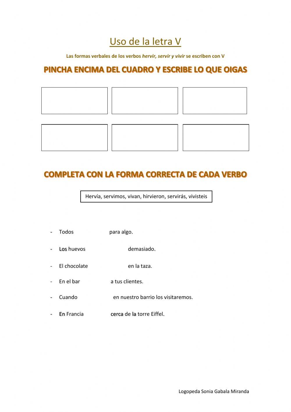 Verbos hervir, servir y vivir