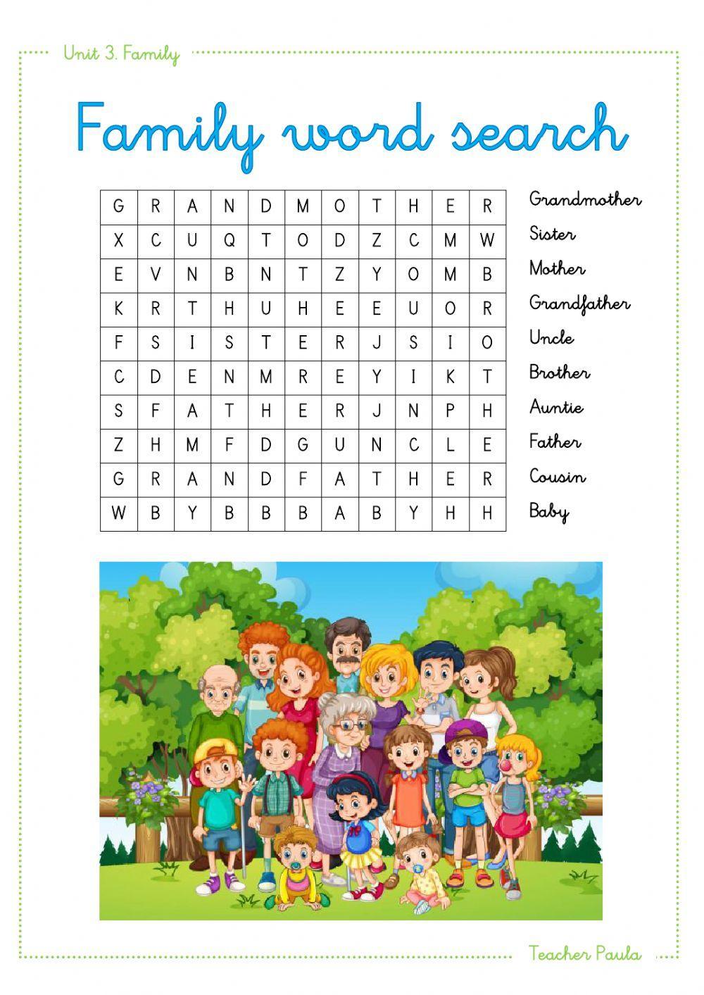 Family members word search