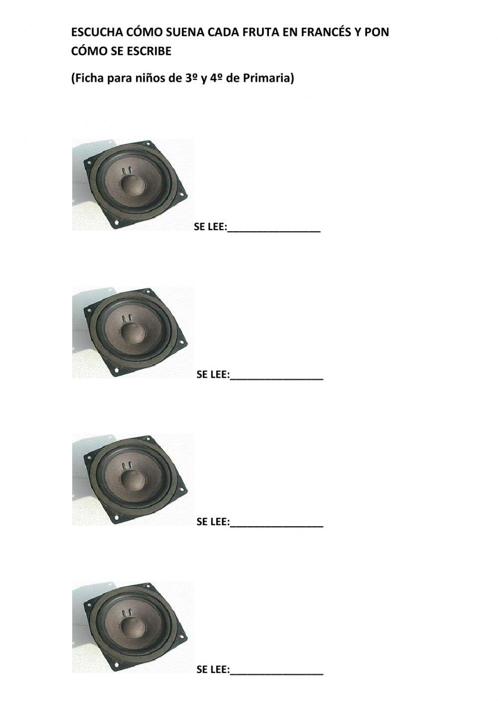 Ficha vocabulario fruta francés