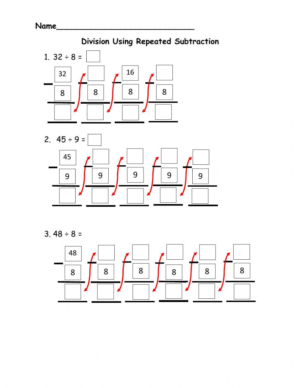 Division using repeated subtraction