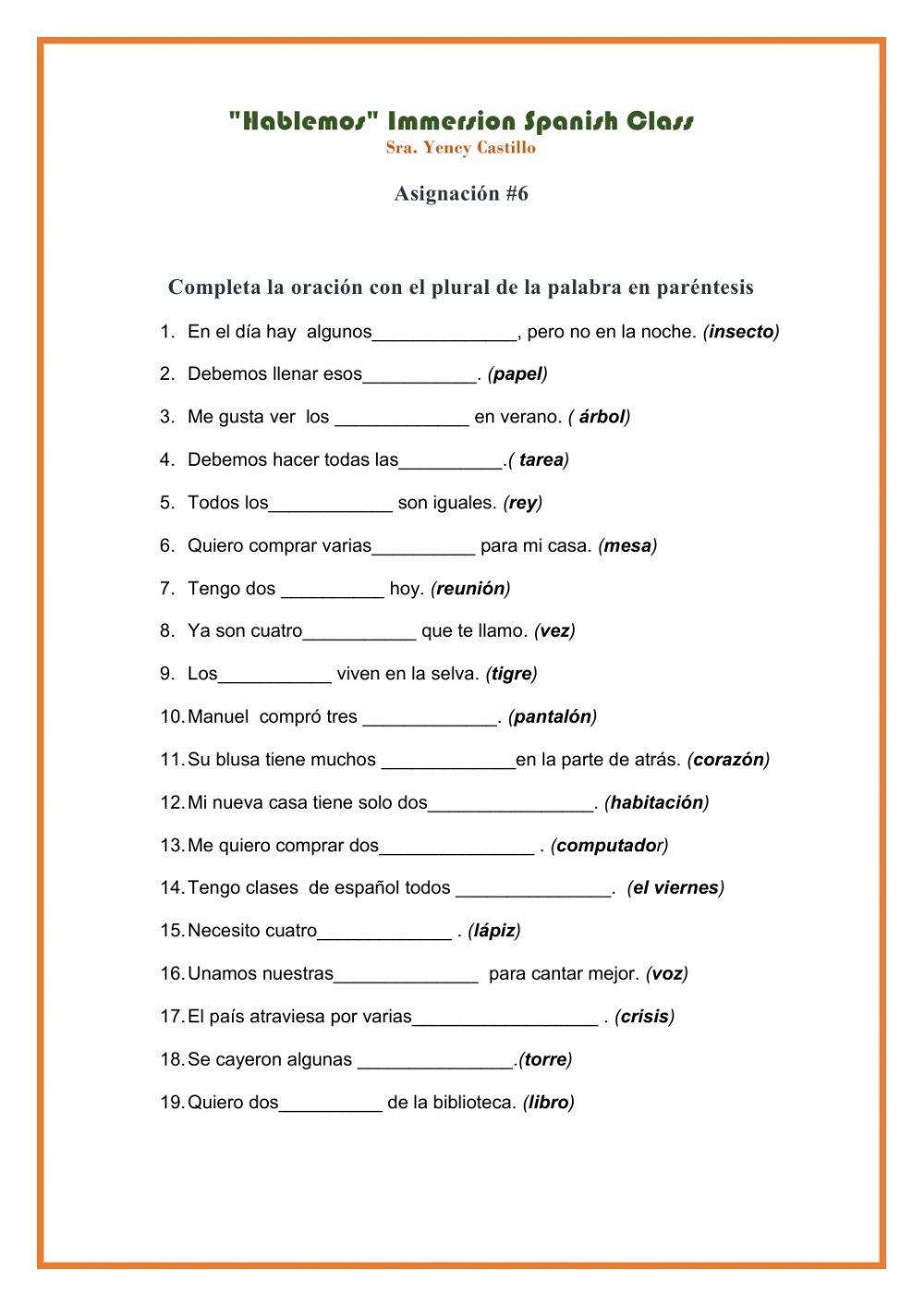 Plural de las palabras