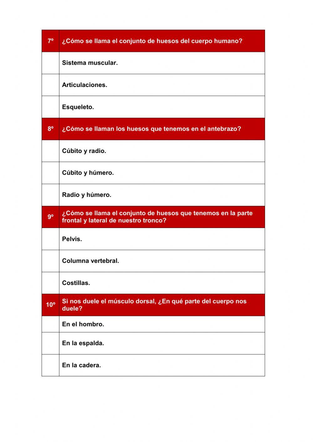 El aparato locomotor 6º