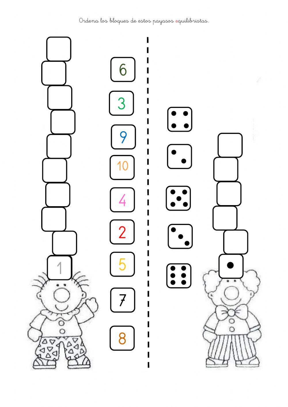 Ordena los bloques de los payasos equilibristas
