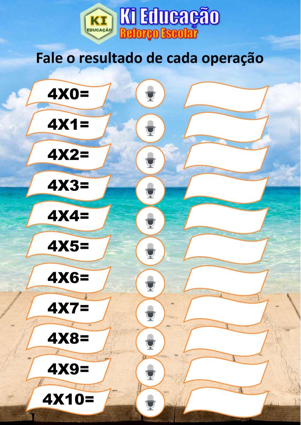 Tabuada de Multiplicação 04