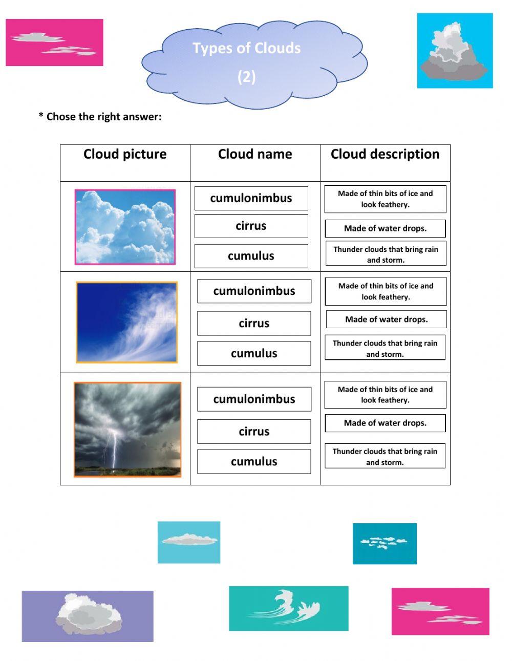 clouds types worksheet (2)