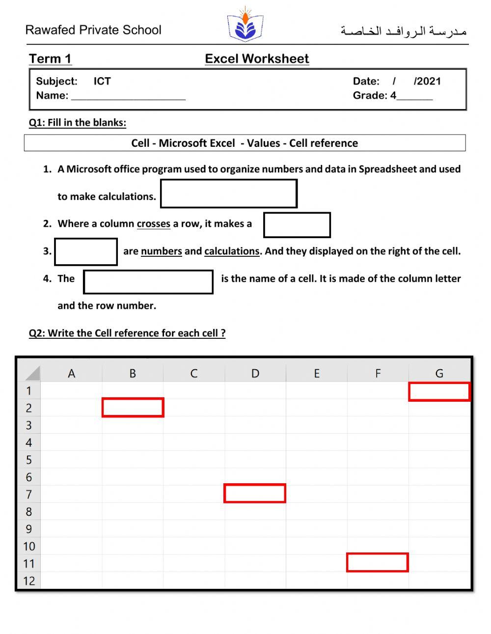 Excel worksheet online exercise for | Live Worksheets
