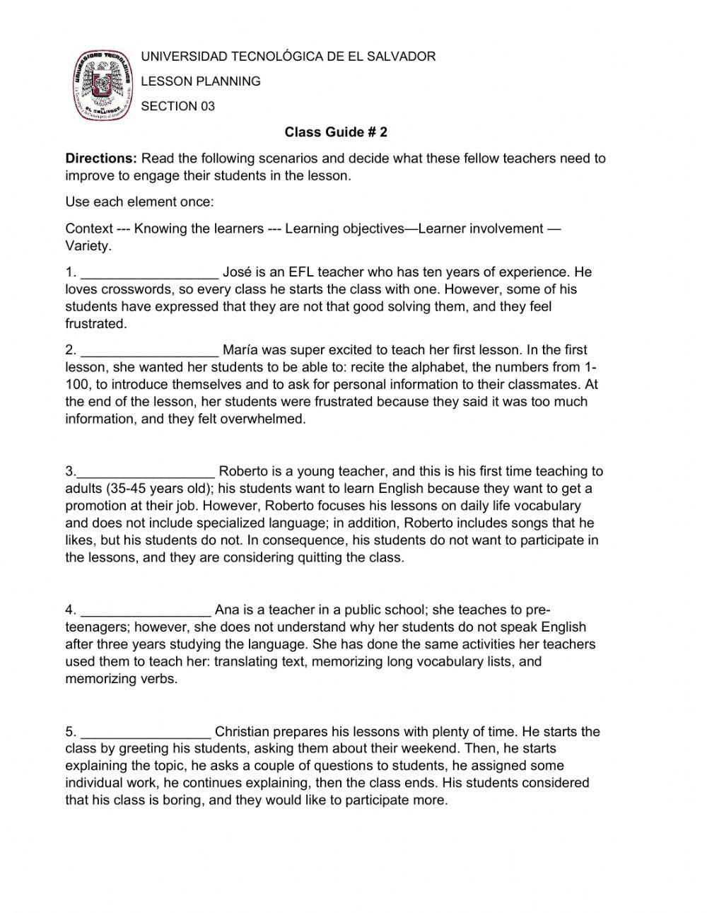 elements-of-lesson-planning-worksheet-live-worksheets